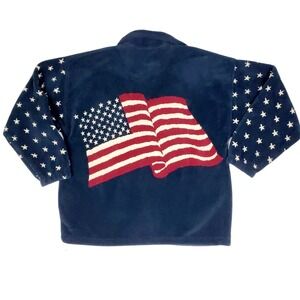 Bear Ridge Outfitters Mens Jacket L Ultra Plush Fleece USA Flag Stars Patriotic